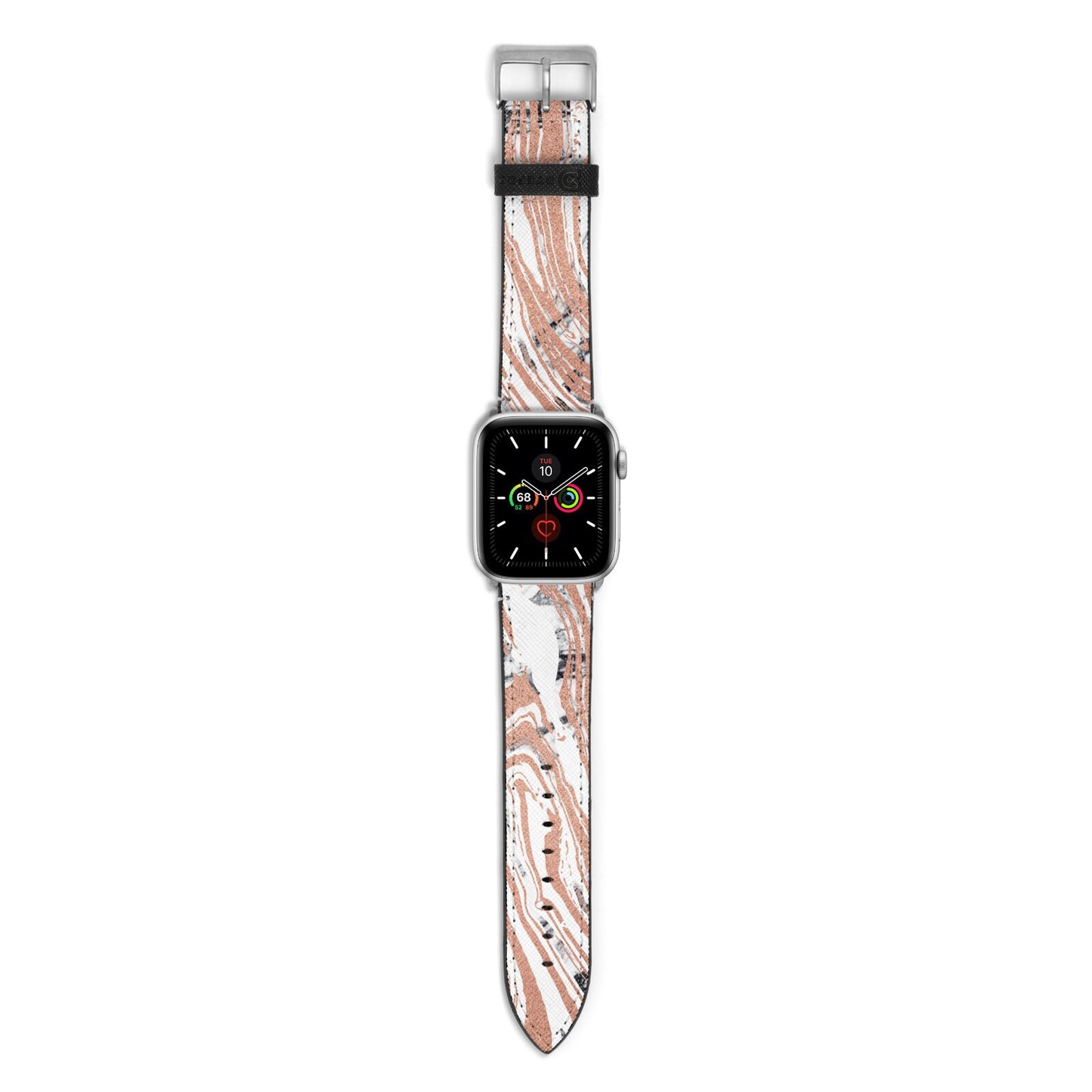 Gold And White Marble Apple Watch Strap with Silver Hardware