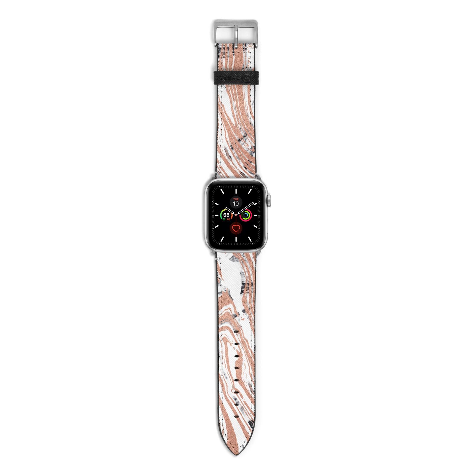 Gold And White Marble Apple Watch Strap with Silver Hardware