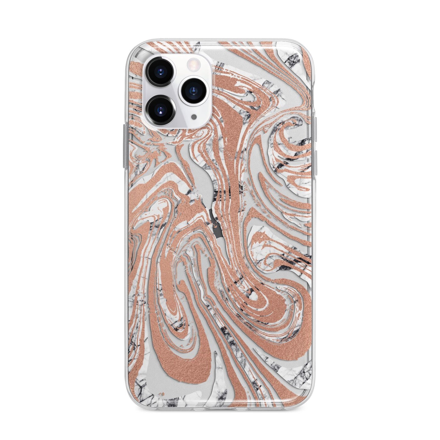 Gold And White Marble Apple iPhone 11 Pro Max in Silver with Bumper Case