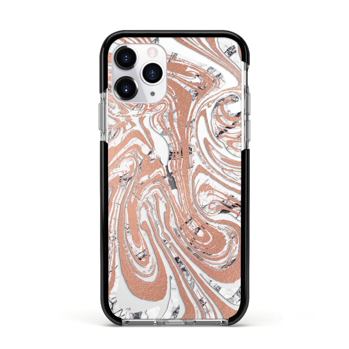 Gold And White Marble Apple iPhone 11 Pro in Silver with Black Impact Case