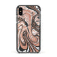 Gold And White Marble Apple iPhone Xs Impact Case Black Edge on Black Phone
