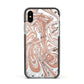 Gold And White Marble Apple iPhone Xs Impact Case Black Edge on Silver Phone