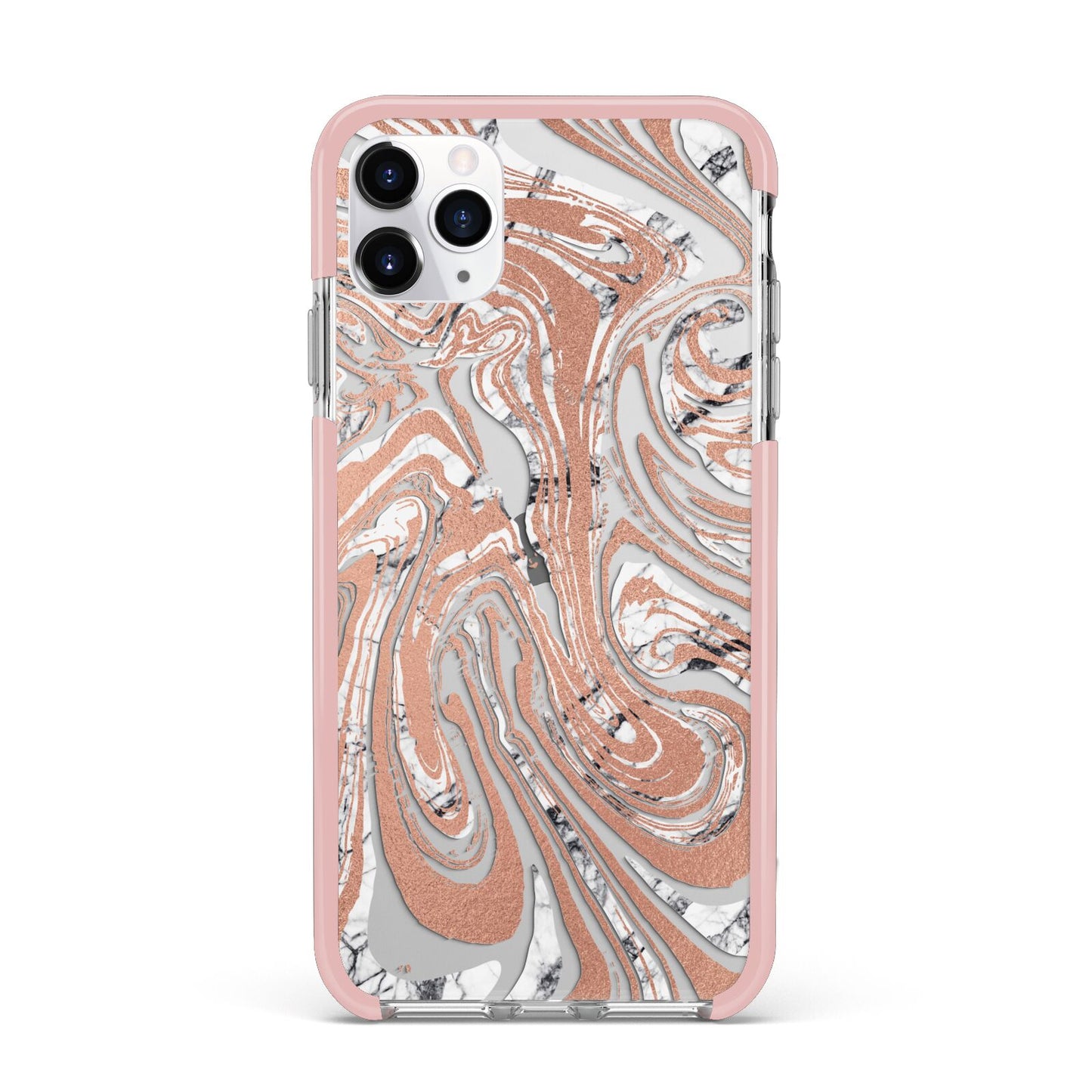 Gold And White Marble iPhone 11 Pro Max Impact Pink Edge Case