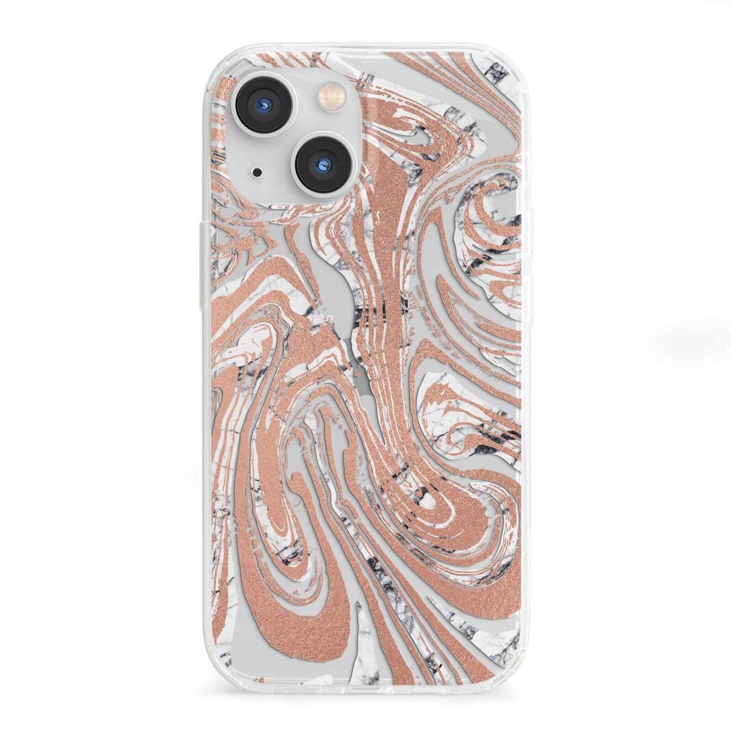 Gold And White Marble iPhone 13 Mini Clear Bumper Case