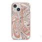 Gold And White Marble iPhone 13 Mini TPU Impact Case with Pink Edges