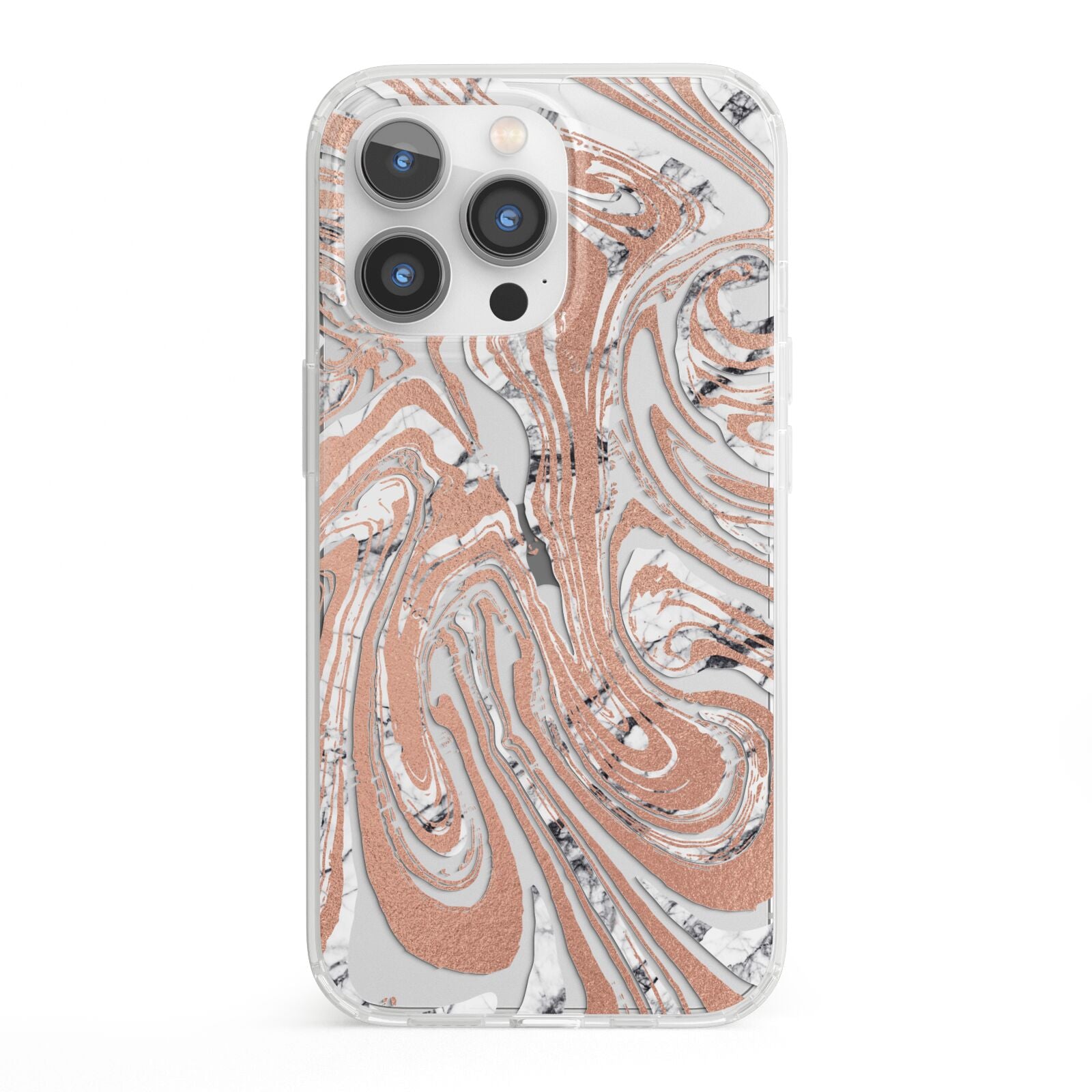 Gold And White Marble iPhone 13 Pro Clear Bumper Case