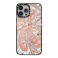 Gold And White Marble iPhone 13 Pro Max Black Impact Case on Silver phone