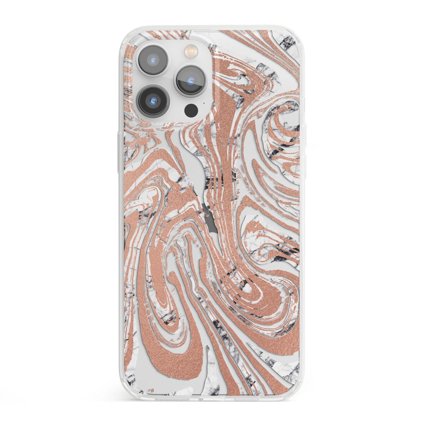 Gold And White Marble iPhone 13 Pro Max Clear Bumper Case