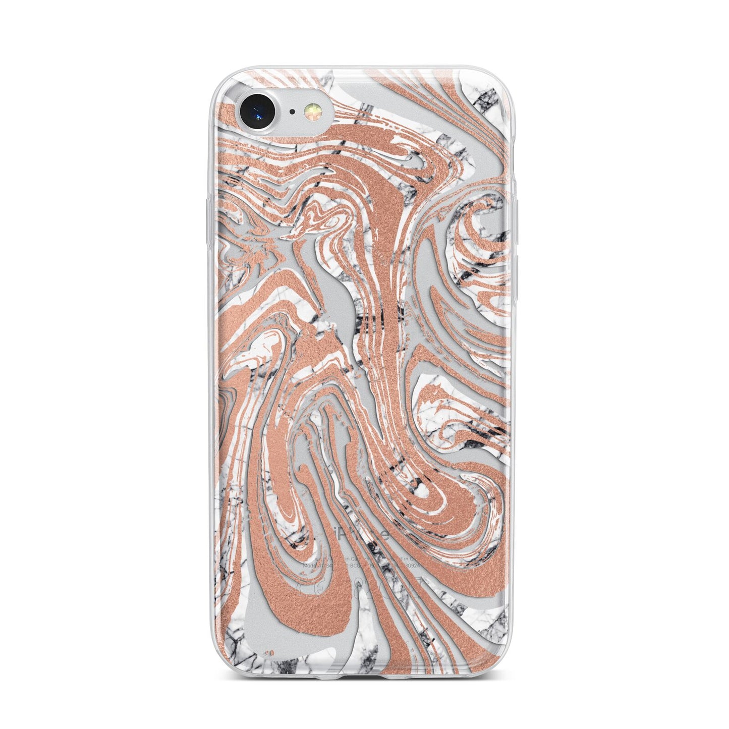 Gold And White Marble iPhone 7 Bumper Case on Silver iPhone