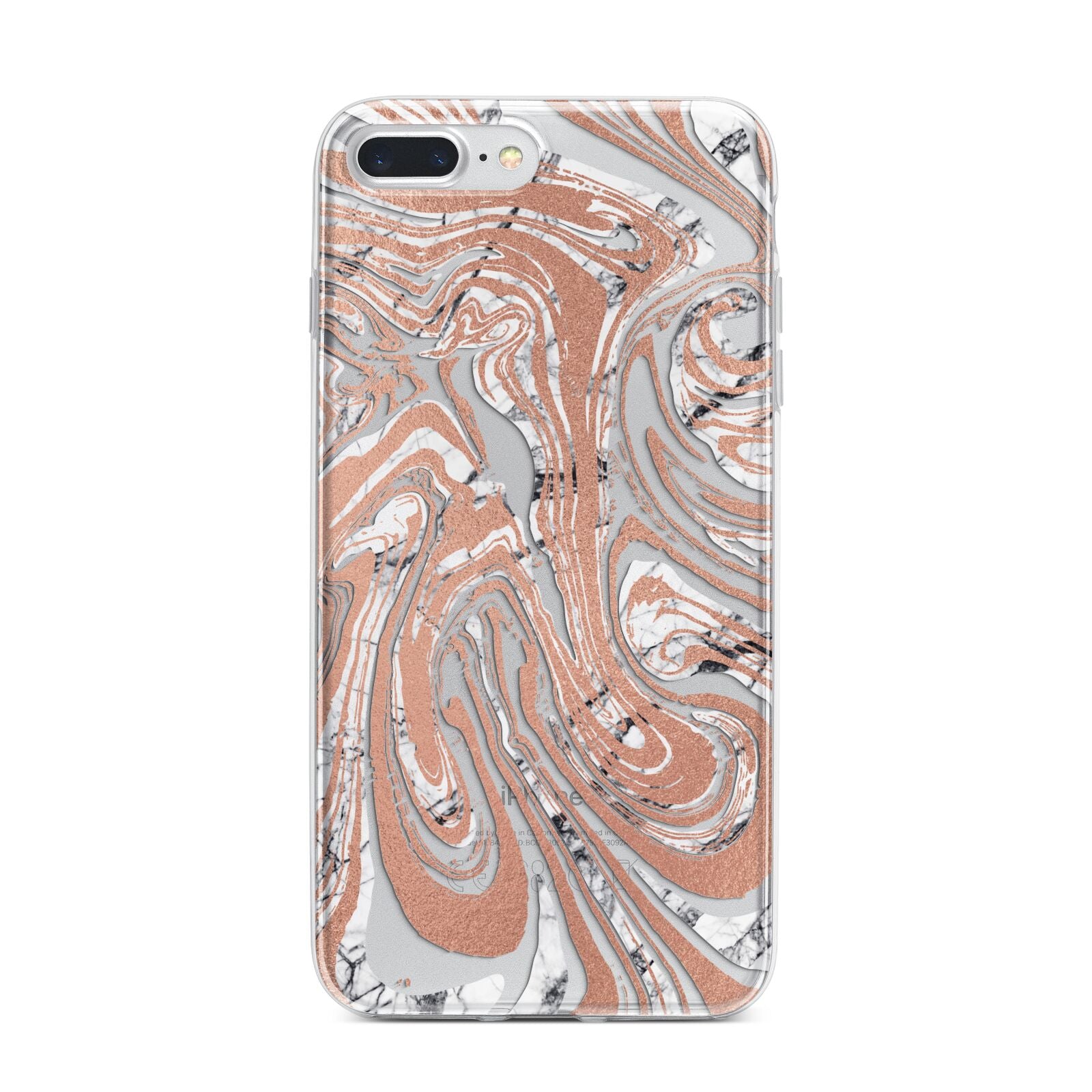 Gold And White Marble iPhone 7 Plus Bumper Case on Silver iPhone