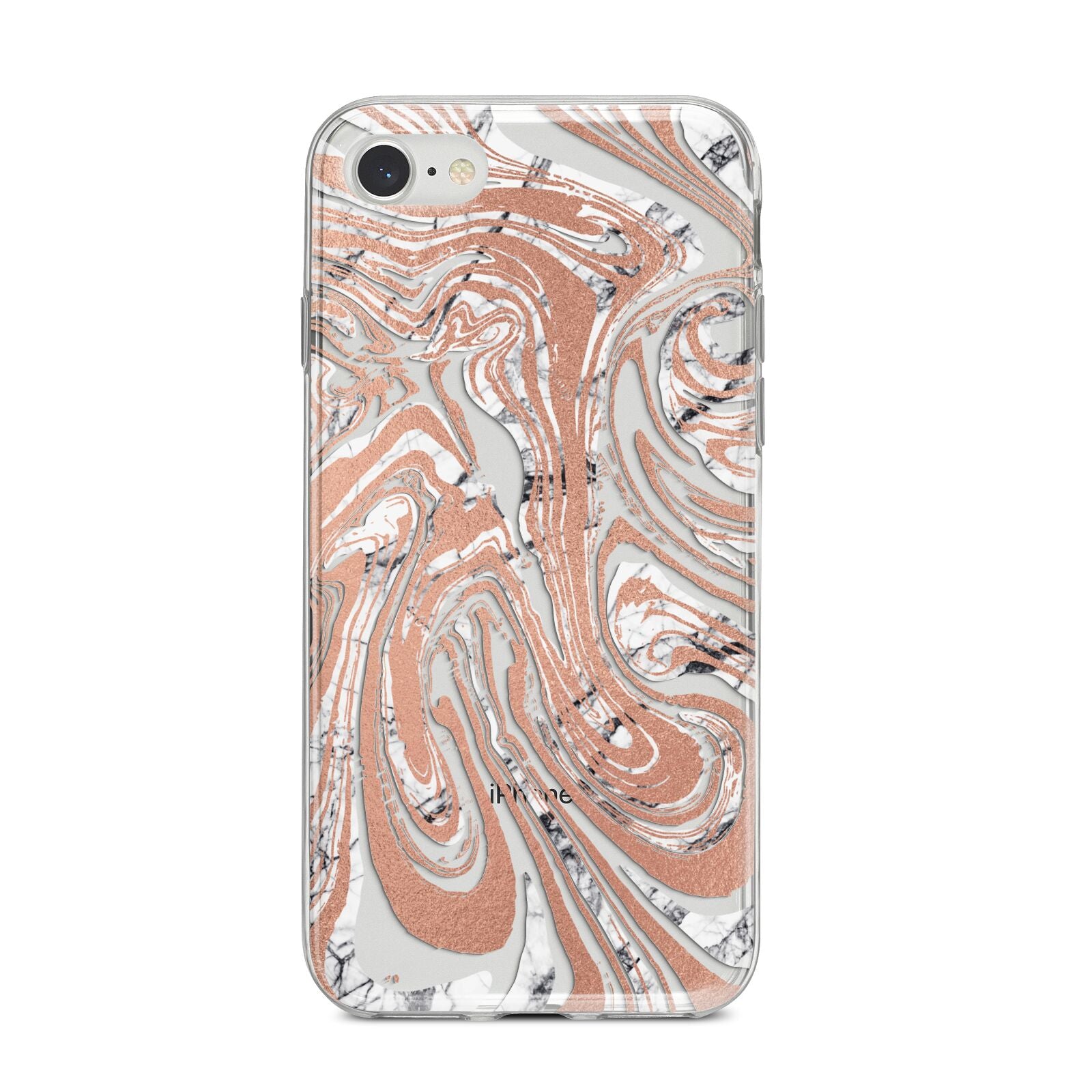 Gold And White Marble iPhone 8 Bumper Case on Silver iPhone