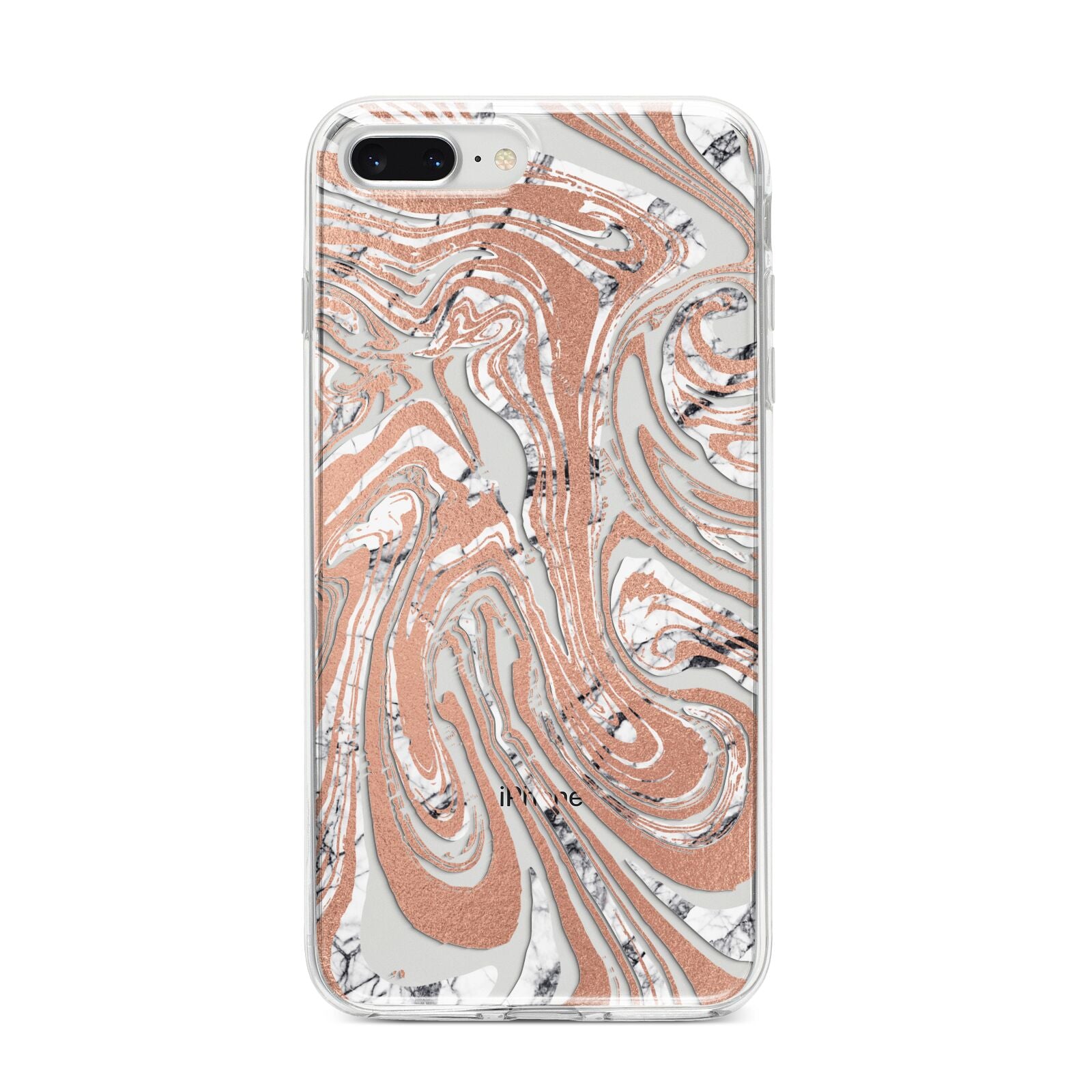 Gold And White Marble iPhone 8 Plus Bumper Case on Silver iPhone