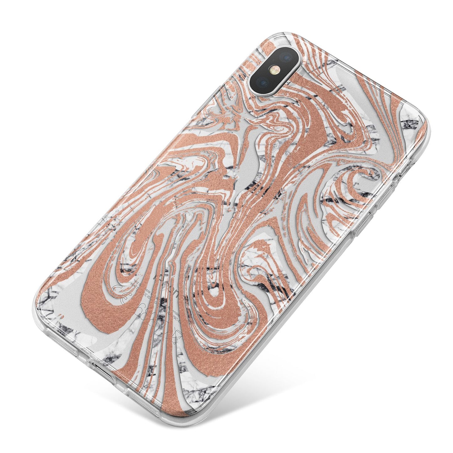 Gold And White Marble iPhone X Bumper Case on Silver iPhone