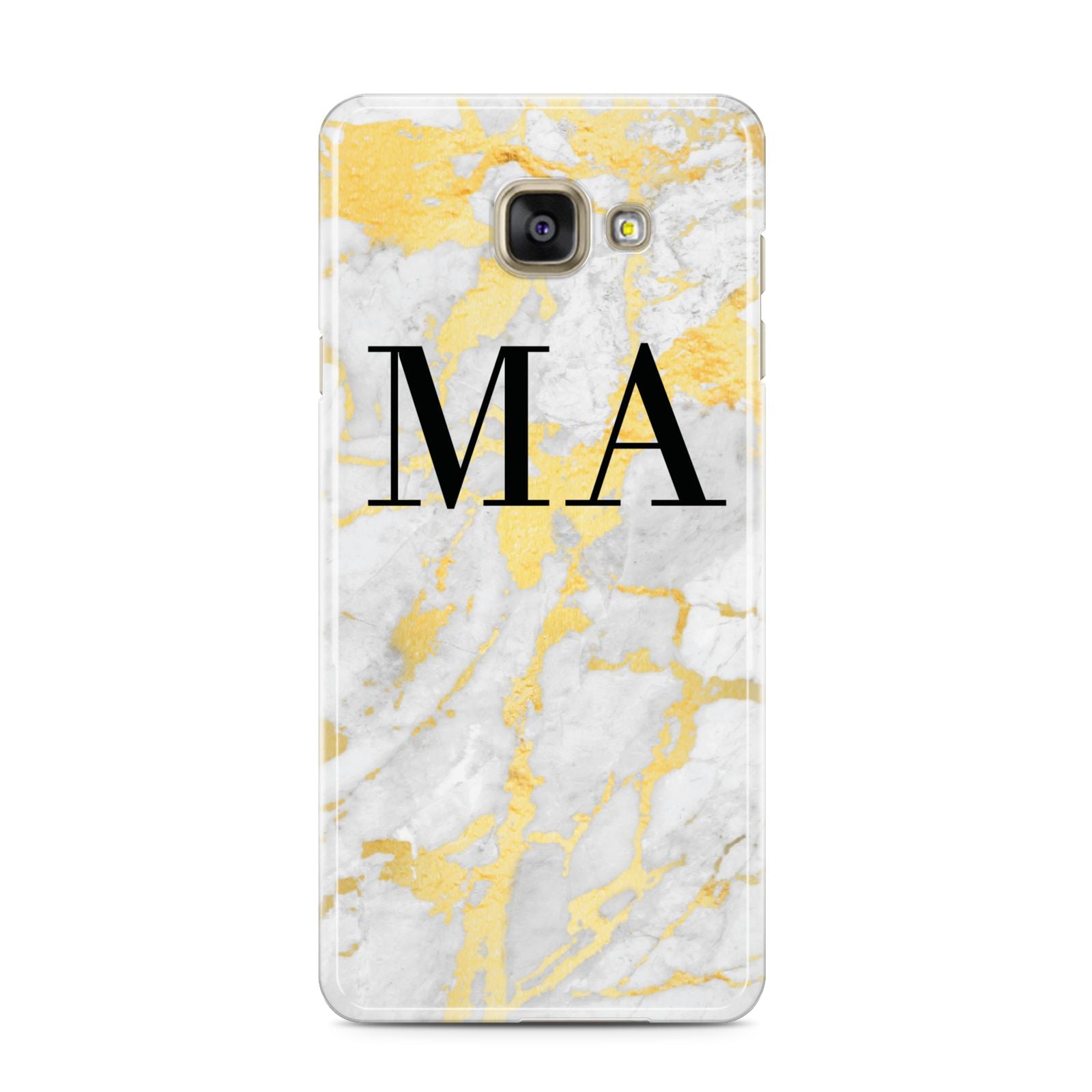 Gold Marble Custom Initials Samsung Galaxy A3 2016 Case on gold phone