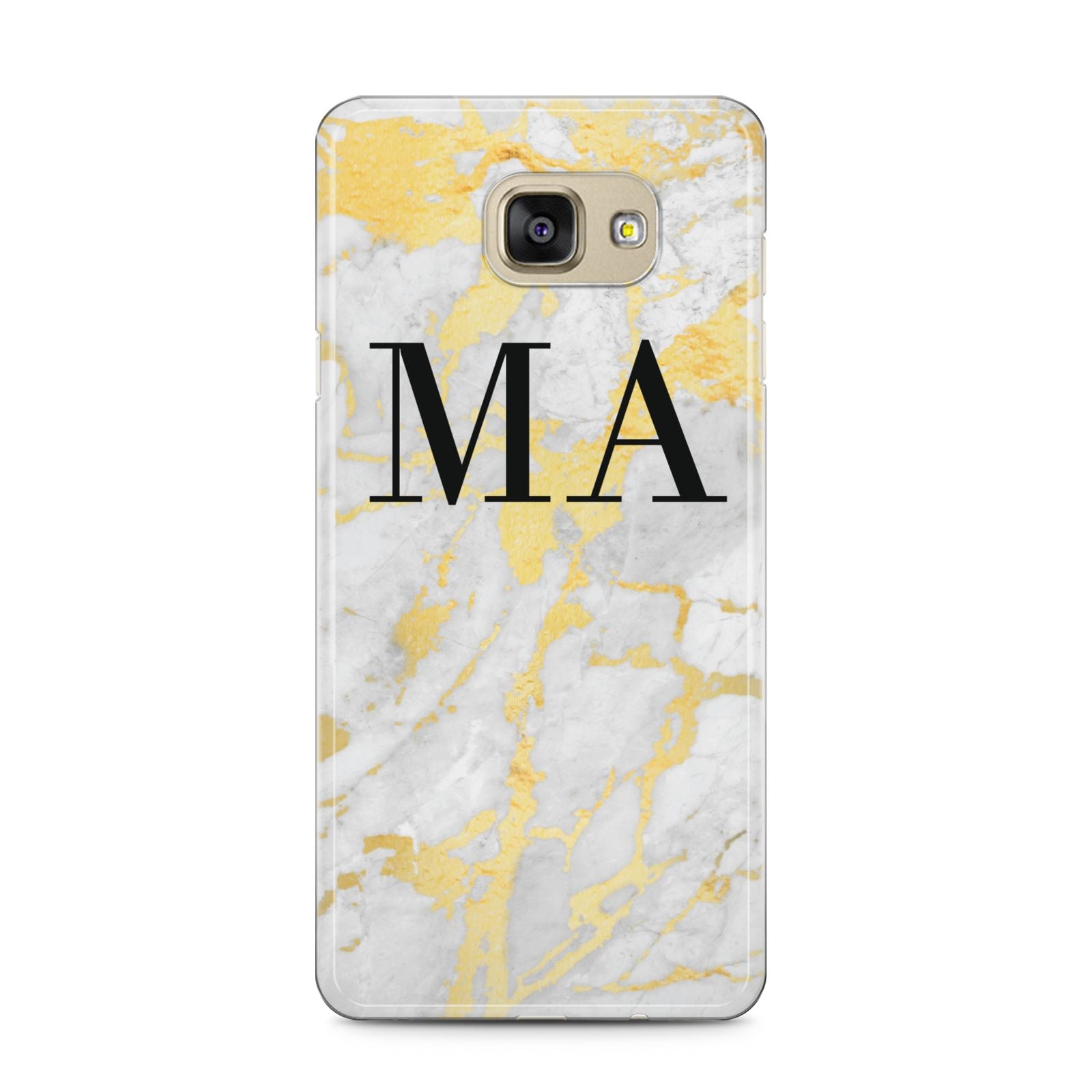 Gold Marble Custom Initials Samsung Galaxy A5 2016 Case on gold phone