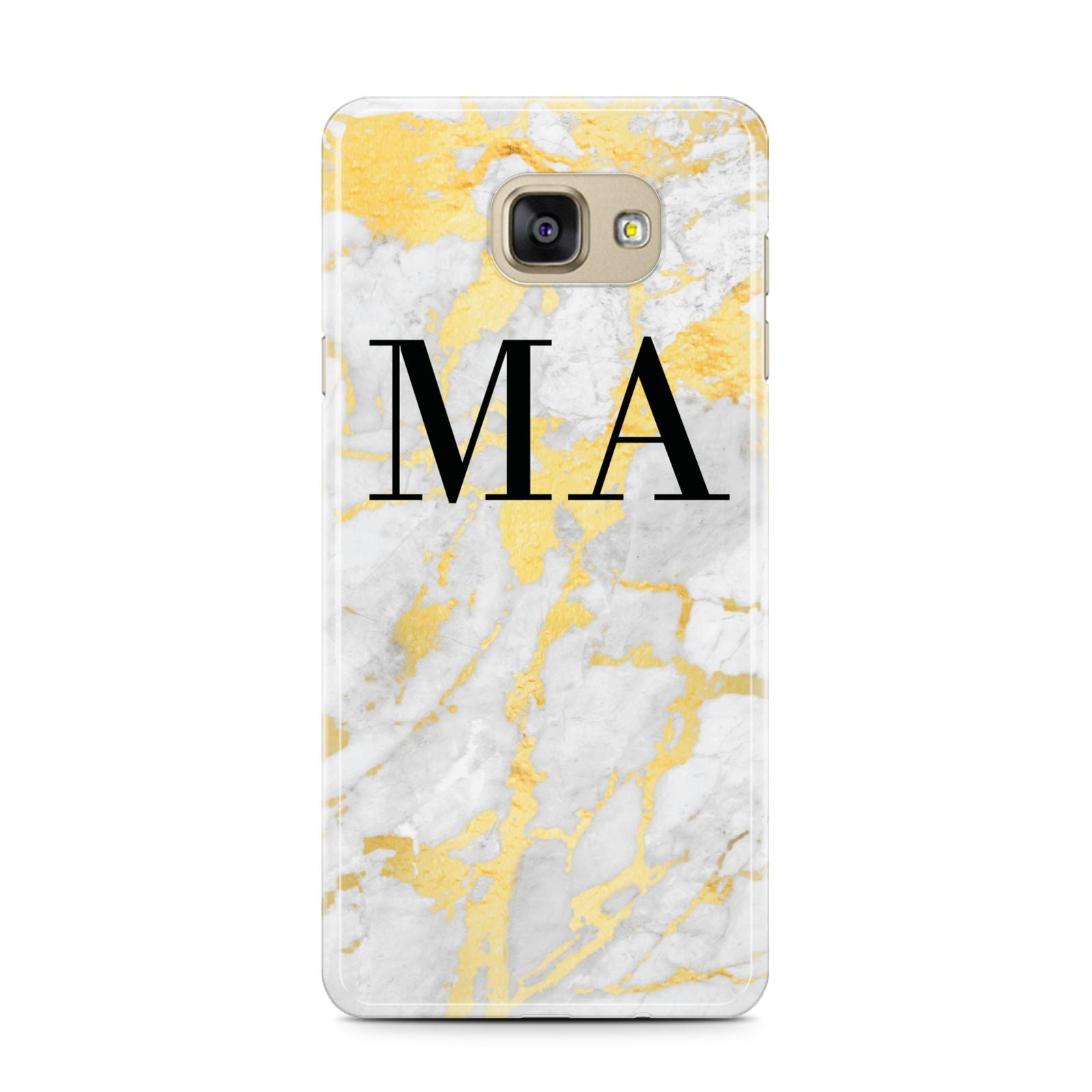 Gold Marble Custom Initials Samsung Galaxy A7 2016 Case on gold phone