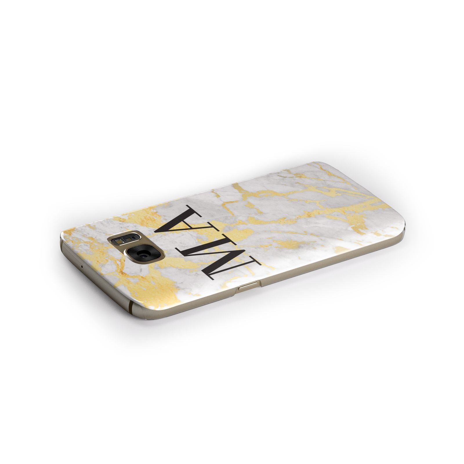 Gold Marble Custom Initials Samsung Galaxy Case Side Close Up
