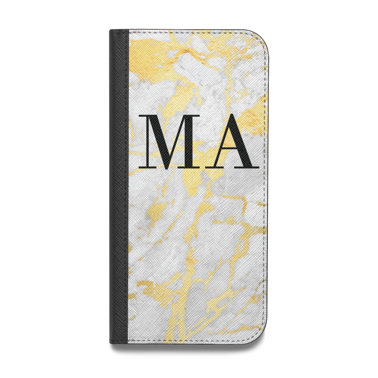 Gold Marble Custom Initials Vegan Leather Flip Samsung Case