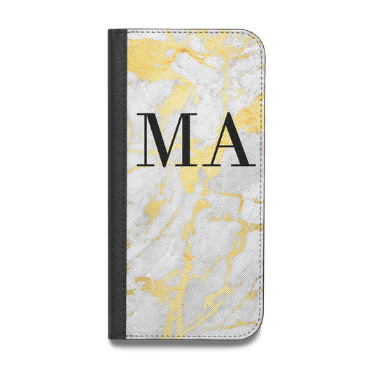 Gold Marble Custom Initials Vegan Leather Flip Samsung Case