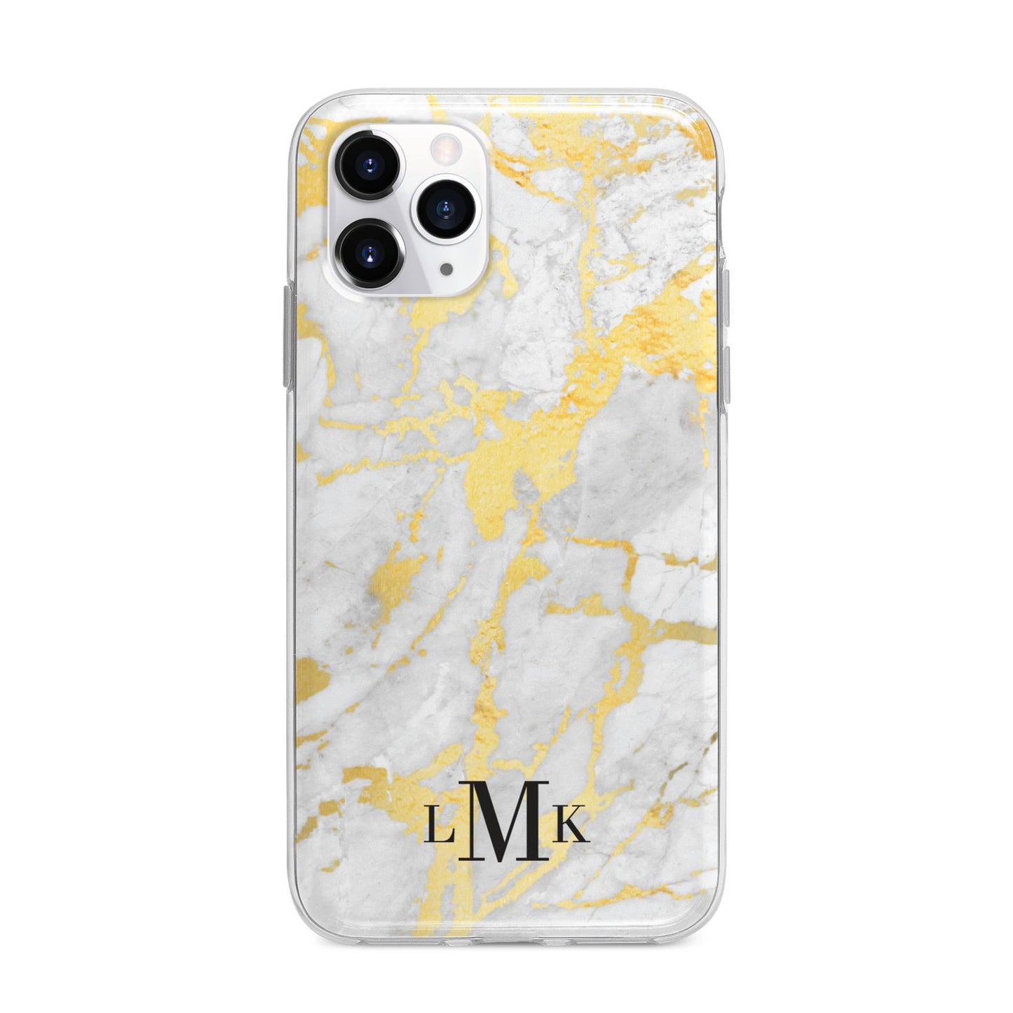 Gold Marble Initials Customised Apple iPhone 11 Pro in Silver with Bumper Case