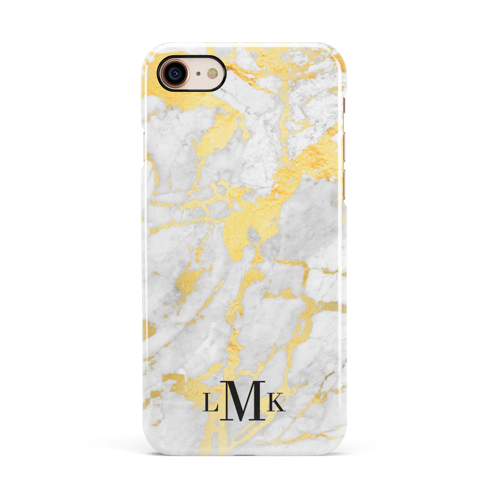 Gold Marble Initials Customised Apple iPhone 7 8 3D Snap Case
