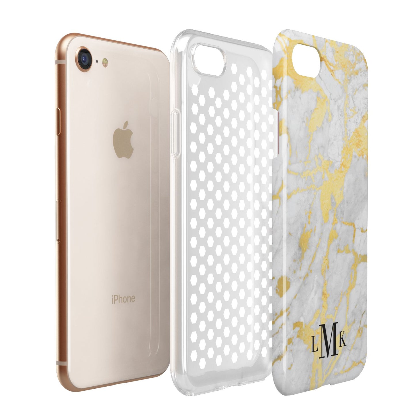 Gold Marble Initials Customised Apple iPhone 7 8 3D Tough Case Expanded View
