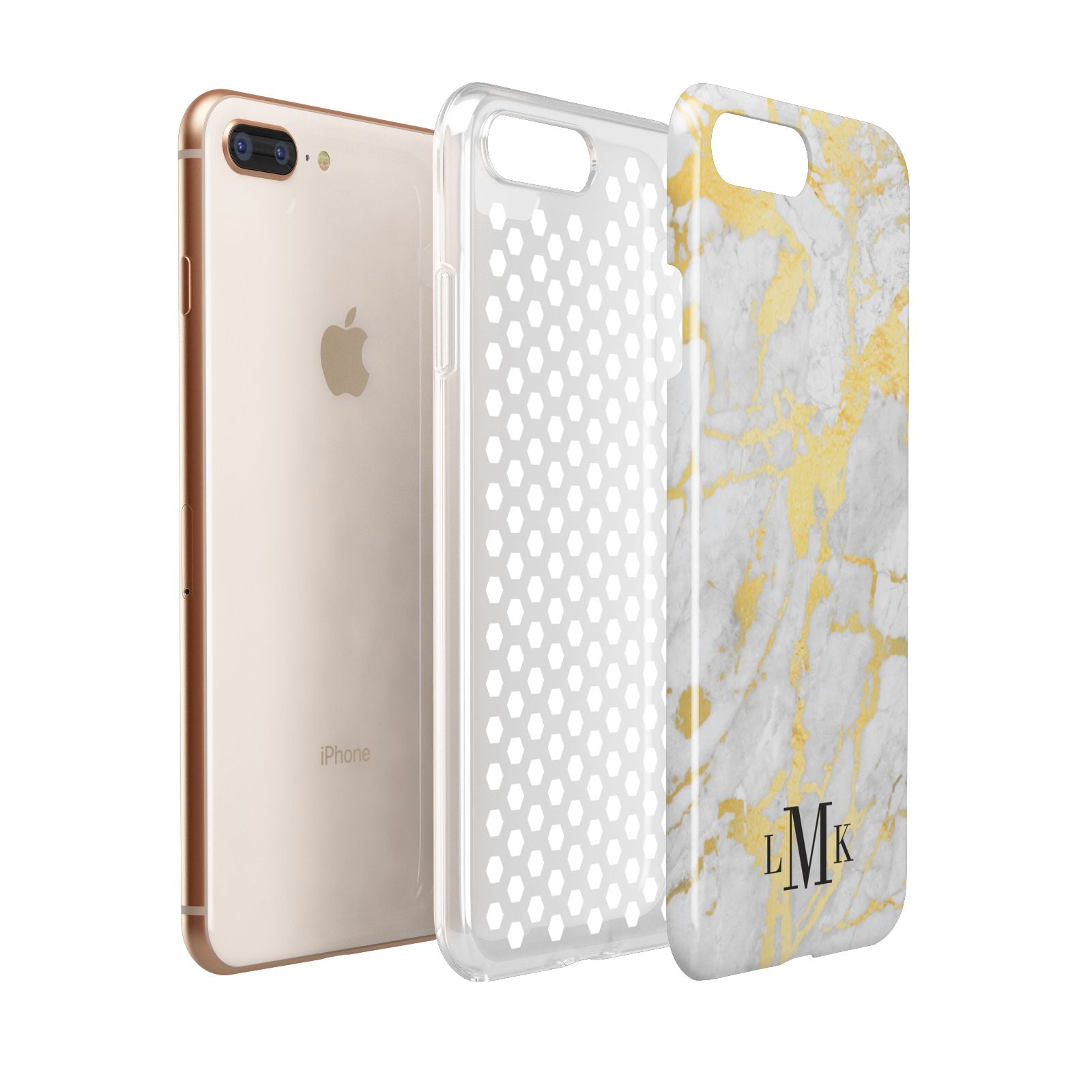 Gold Marble Initials Customised Apple iPhone 7 8 Plus 3D Tough Case Expanded View