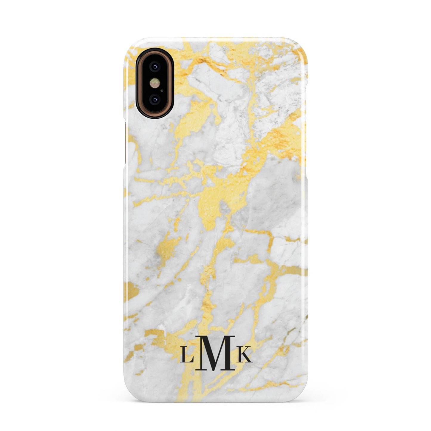 Gold Marble Initials Customised Apple iPhone XS 3D Snap Case