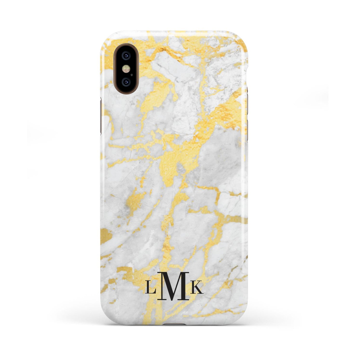 Gold Marble Initials Customised Apple iPhone XS 3D Tough