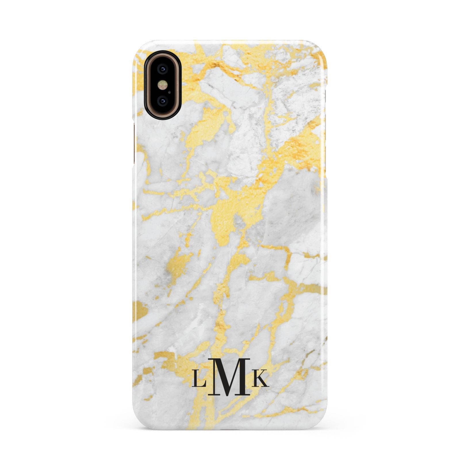 Gold Marble Initials Customised Apple iPhone Xs Max 3D Snap Case