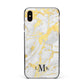 Gold Marble Initials Customised Apple iPhone Xs Max Impact Case Black Edge on Gold Phone