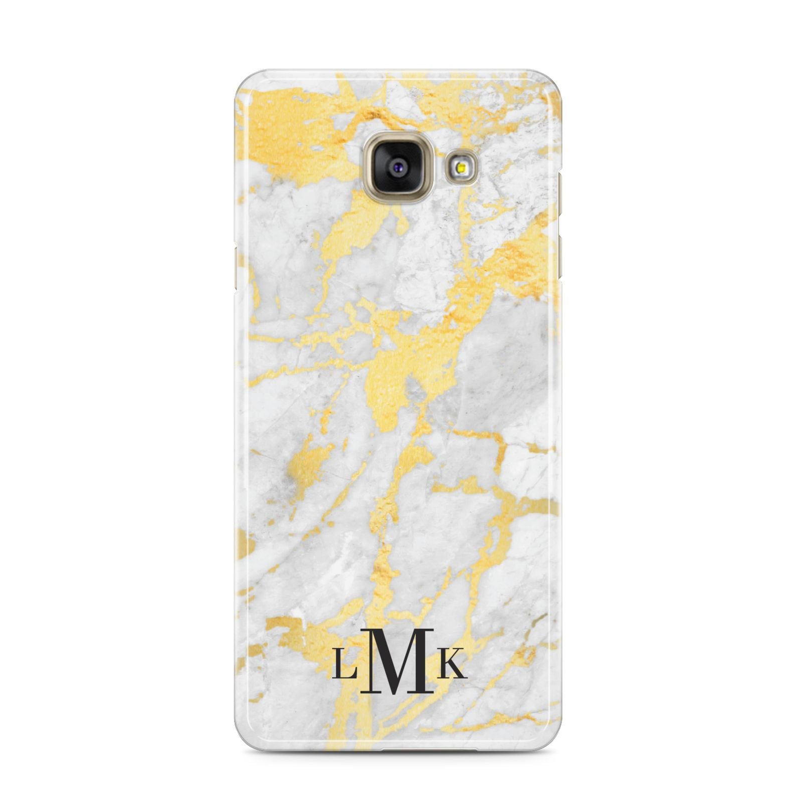 Gold Marble Initials Customised Samsung Galaxy A3 2016 Case on gold phone