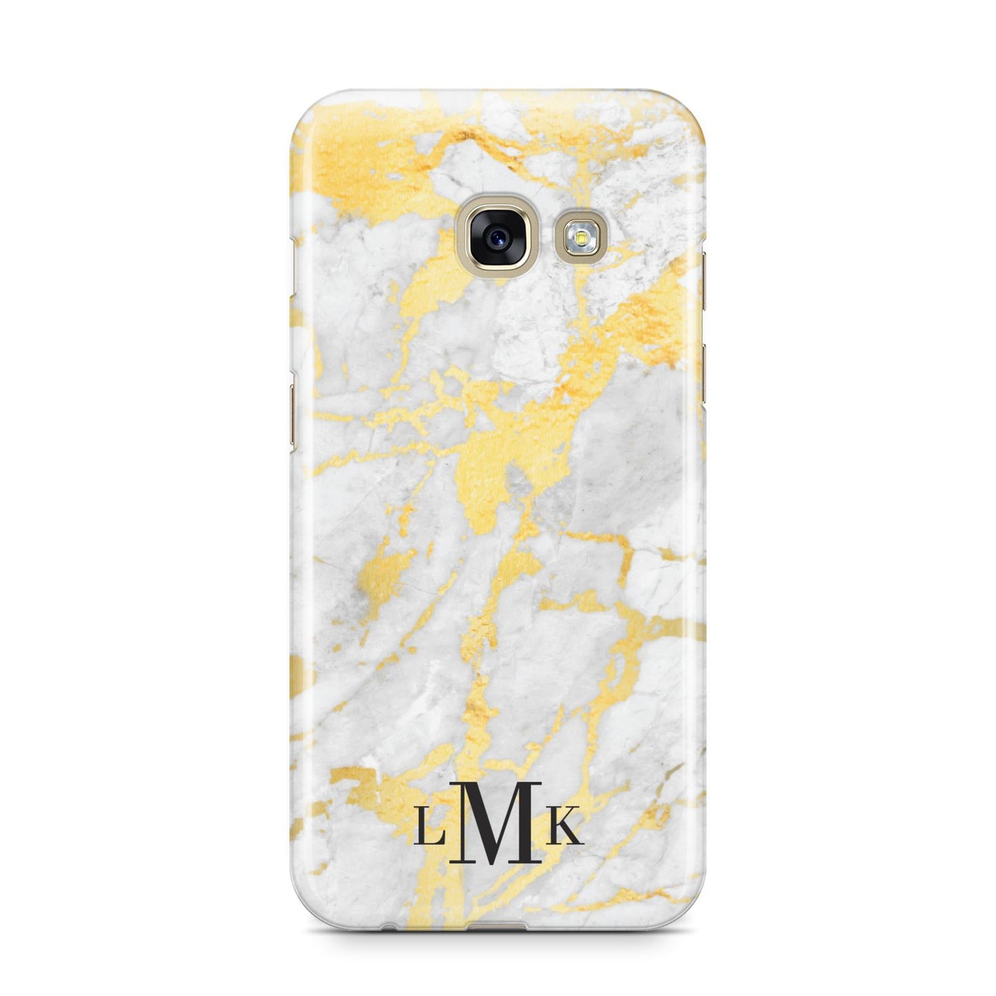 Gold Marble Initials Customised Samsung Galaxy A3 2017 Case on gold phone