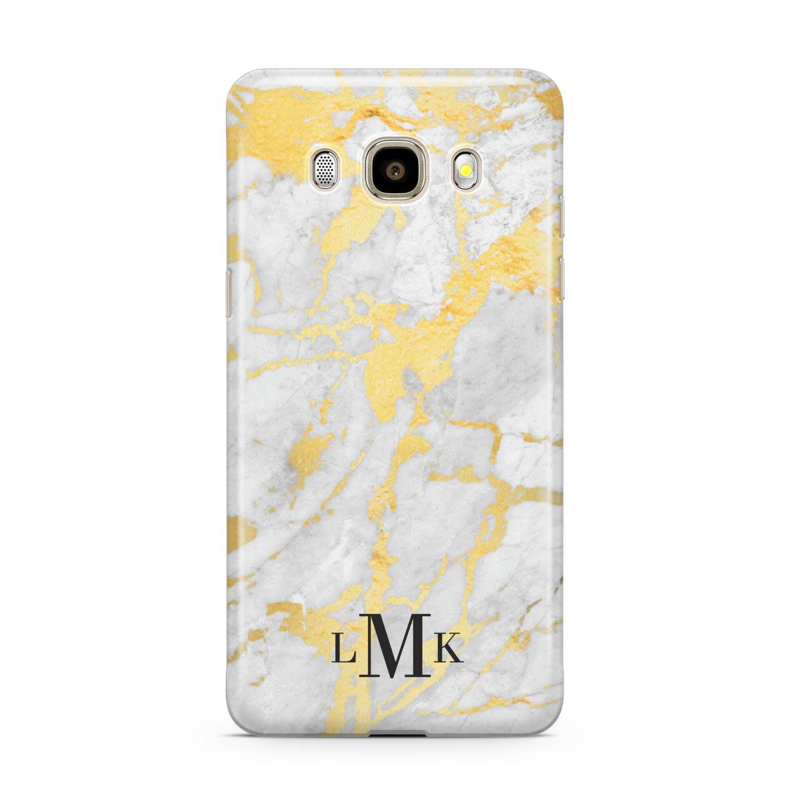 Gold Marble Initials Customised Samsung Galaxy J7 2016 Case on gold phone