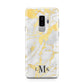 Gold Marble Initials Customised Samsung Galaxy S9 Plus Case on Silver phone
