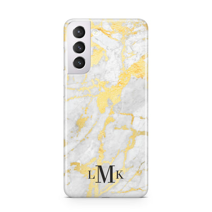 Gold Marble Initials Customised Samsung S21 Case
