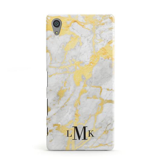Gold Marble Initials Customised Sony Xperia Case