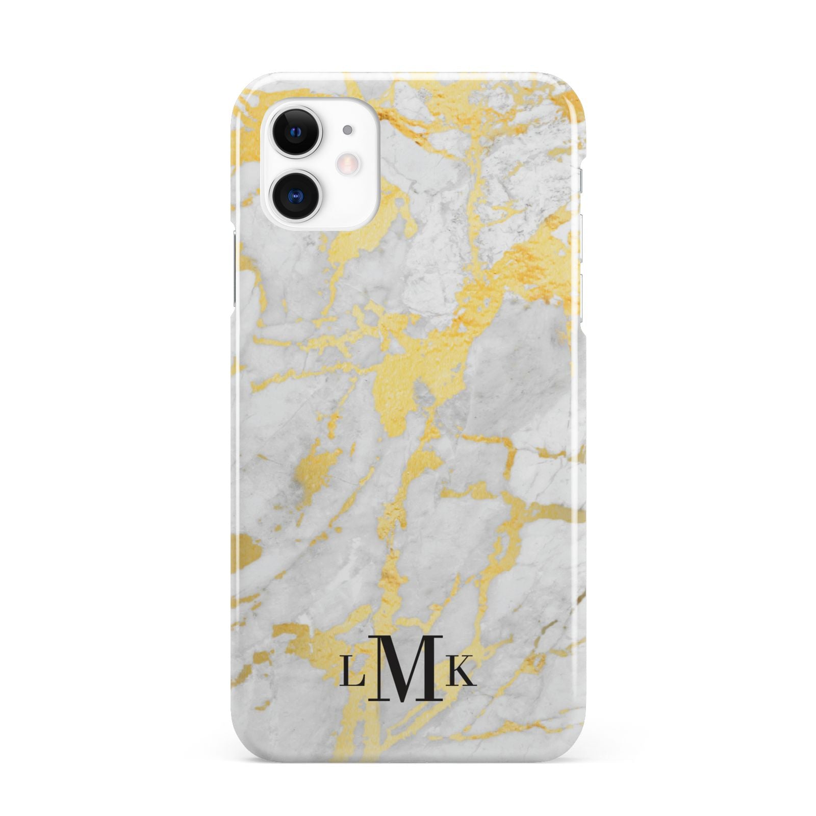 Gold Marble Initials Customised iPhone 11 3D Snap Case