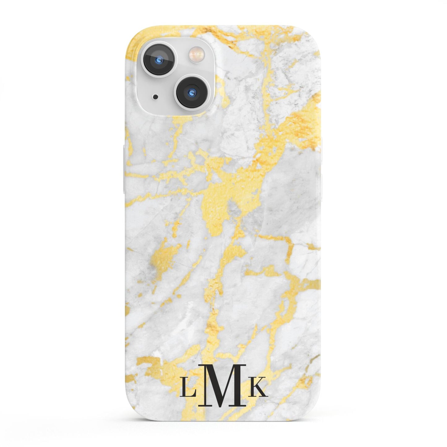 Gold Marble Initials Customised iPhone 13 Full Wrap 3D Snap Case