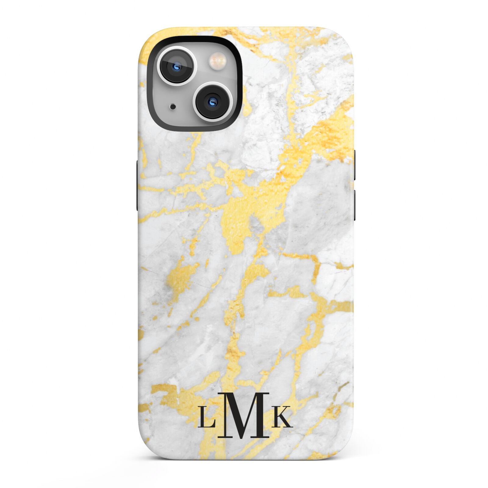 Gold Marble Initials Customised iPhone 13 Full Wrap 3D Tough Case