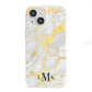 Gold Marble Initials Customised iPhone 13 Mini Clear Bumper Case