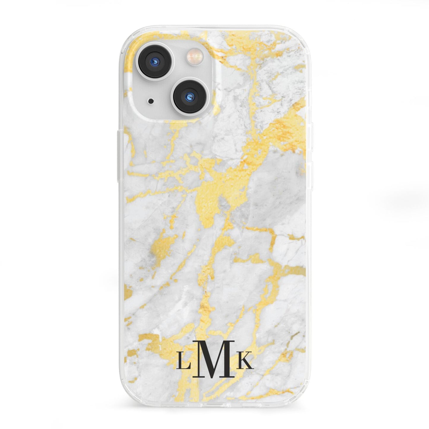 Gold Marble Initials Customised iPhone 13 Mini Clear Bumper Case