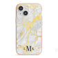Gold Marble Initials Customised iPhone 13 Mini TPU Impact Case with Pink Edges