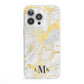 Gold Marble Initials Customised iPhone 13 Pro Clear Bumper Case