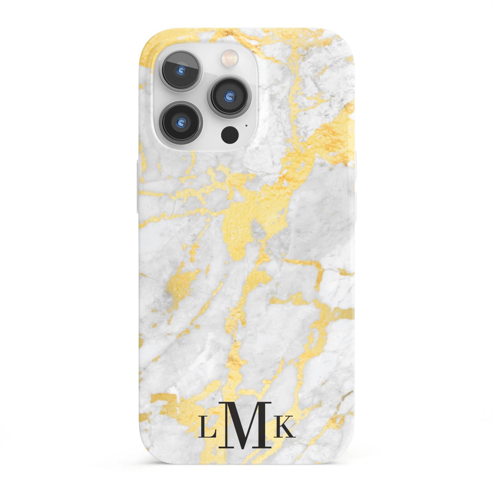 Gold Marble Initials Customised iPhone 13 Pro Full Wrap 3D Snap Case