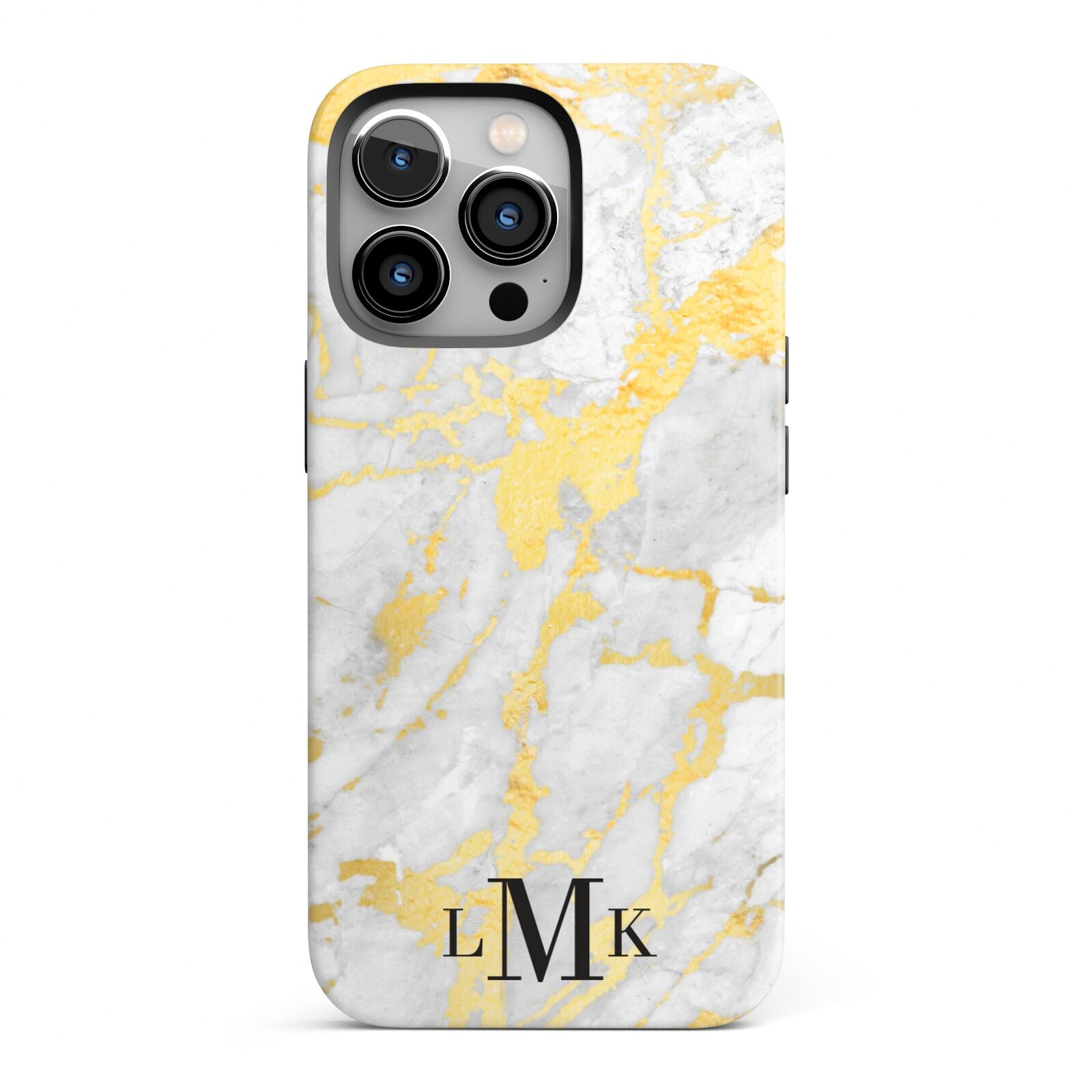 Gold Marble Initials Customised iPhone 13 Pro Full Wrap 3D Tough Case