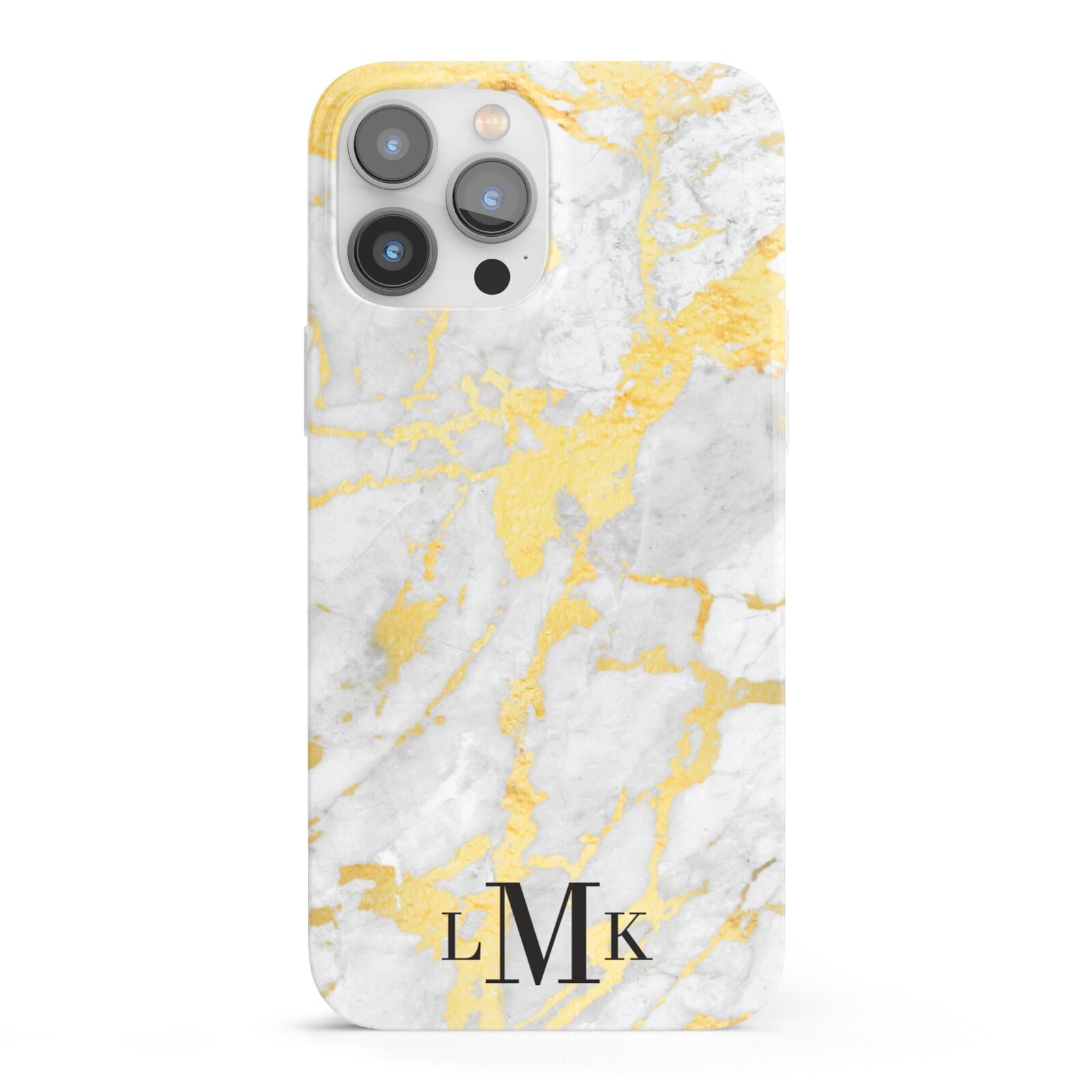 Gold Marble Initials Customised iPhone 13 Pro Max Full Wrap 3D Snap Case