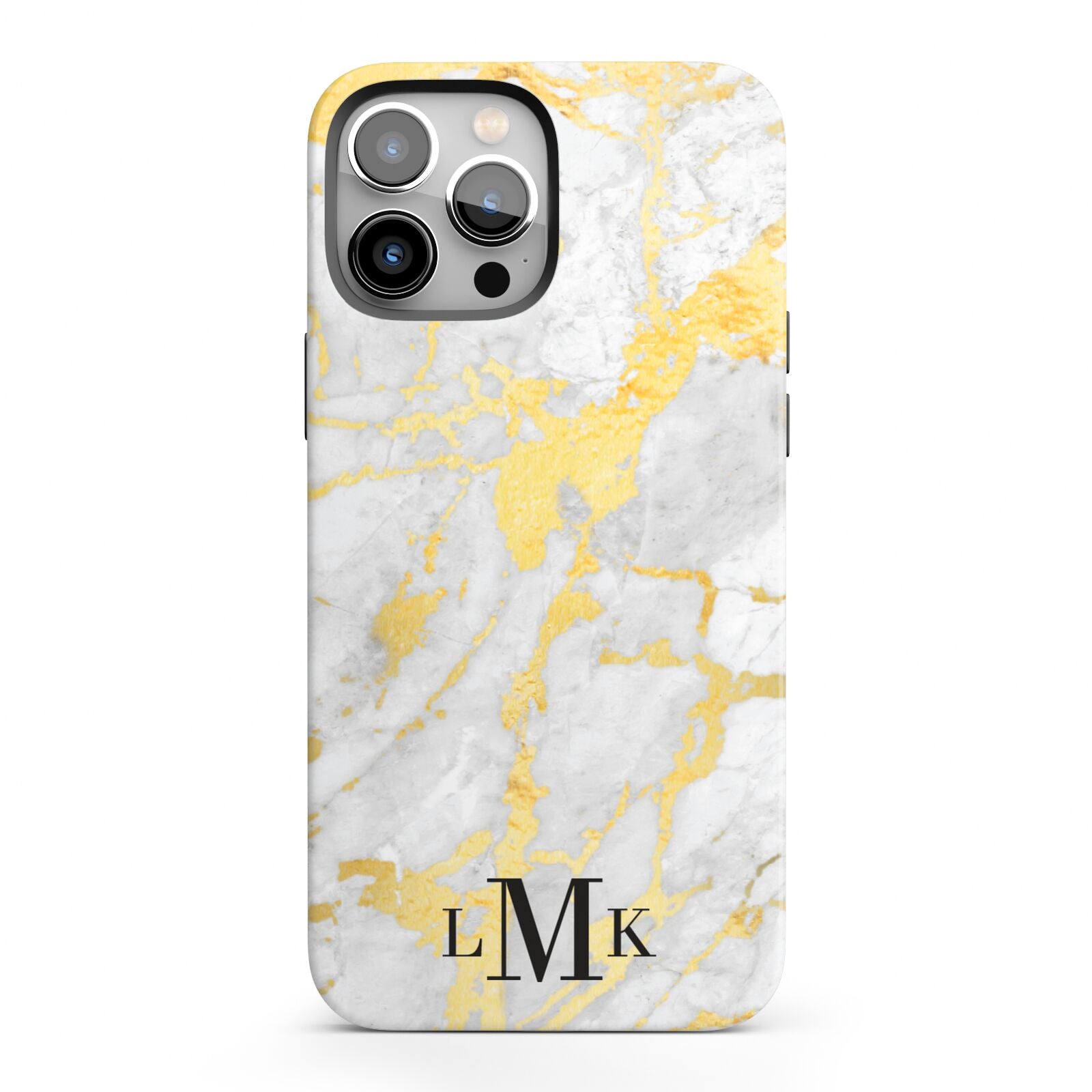 Gold Marble Initials Customised iPhone 13 Pro Max Full Wrap 3D Tough Case