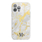 Gold Marble Initials Customised iPhone 13 Pro Max TPU Impact Case with White Edges