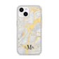 Gold Marble Initials Customised iPhone 14 Clear Tough Case Starlight